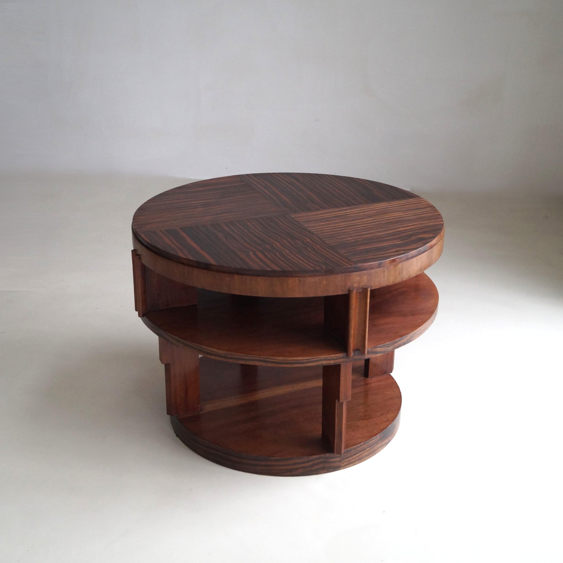 Monumental Amsterdam School Table with Macassar Top, Dutch Art Deco, 1920s End Tables