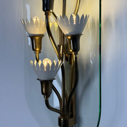 Pair of Monumental Pietro Chiesa for Fontana Arte Rare 7-Light Glass Sconces, 1950s Sconces