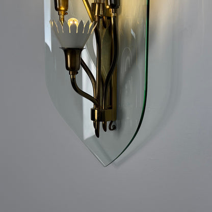 Pair of Monumental Pietro Chiesa for Fontana Arte Rare 7-Light Glass Sconces, 1950s Sconces