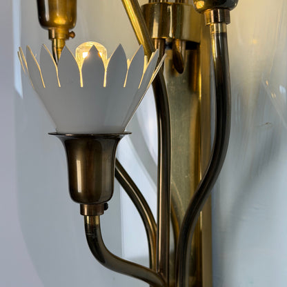 Pair of Monumental Pietro Chiesa for Fontana Arte Rare 7-Light Glass Sconces, 1950s Sconces