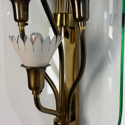 Pair of Monumental Pietro Chiesa for Fontana Arte Rare 7-Light Glass Sconces, 1950s Sconces
