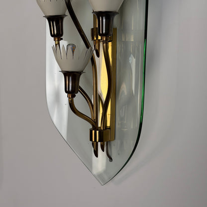 Pair of Monumental Pietro Chiesa for Fontana Arte Rare 7-Light Glass Sconces, 1950s Sconces