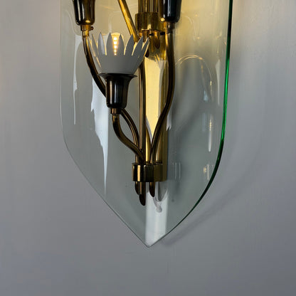 Pair of Monumental Pietro Chiesa for Fontana Arte Rare 7-Light Glass Sconces, 1950s Sconces