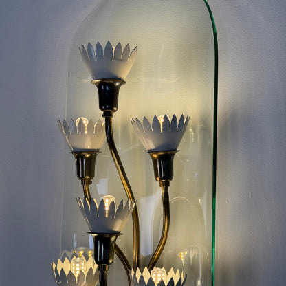 Pair of Monumental Pietro Chiesa for Fontana Arte Rare 7-Light Glass Sconces, 1950s Sconces