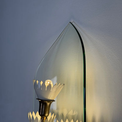 Pair of Monumental Pietro Chiesa for Fontana Arte Rare 7-Light Glass Sconces, 1950s Sconces