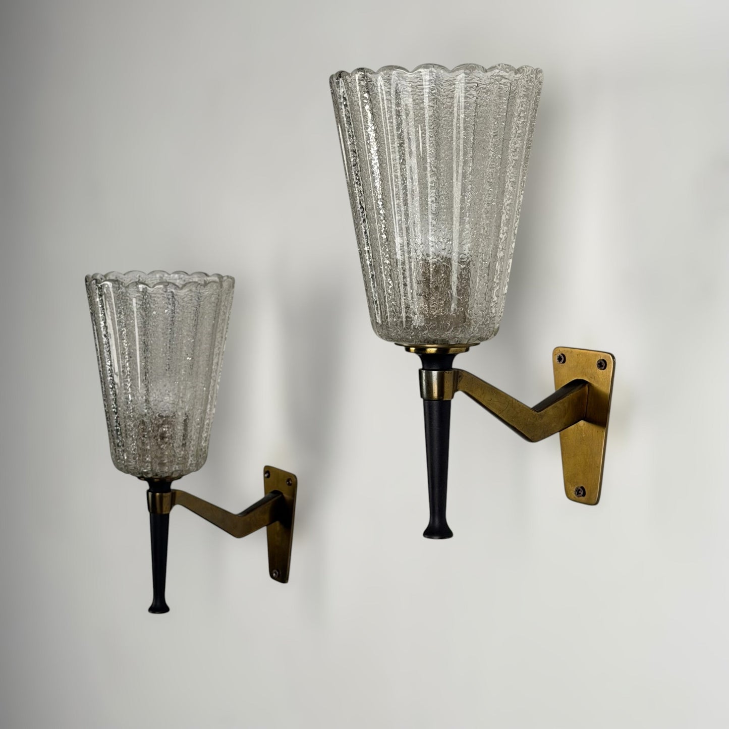 Pair of Large Murano Glass Wall Sconces by Archimede Seguso for Seguso Vetri d'Arte, 1940s Sconces