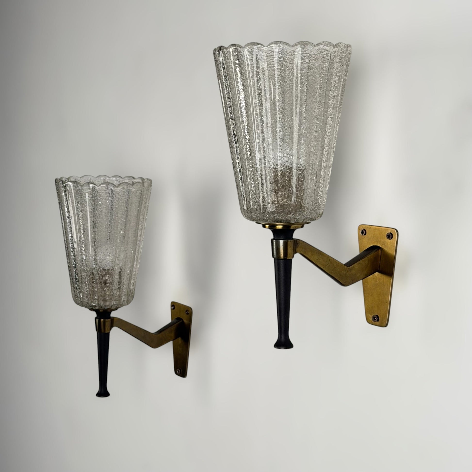 Pair of Large Murano Glass Wall Sconces by Archimede Seguso for Seguso Vetri d'Arte, 1940s Sconces