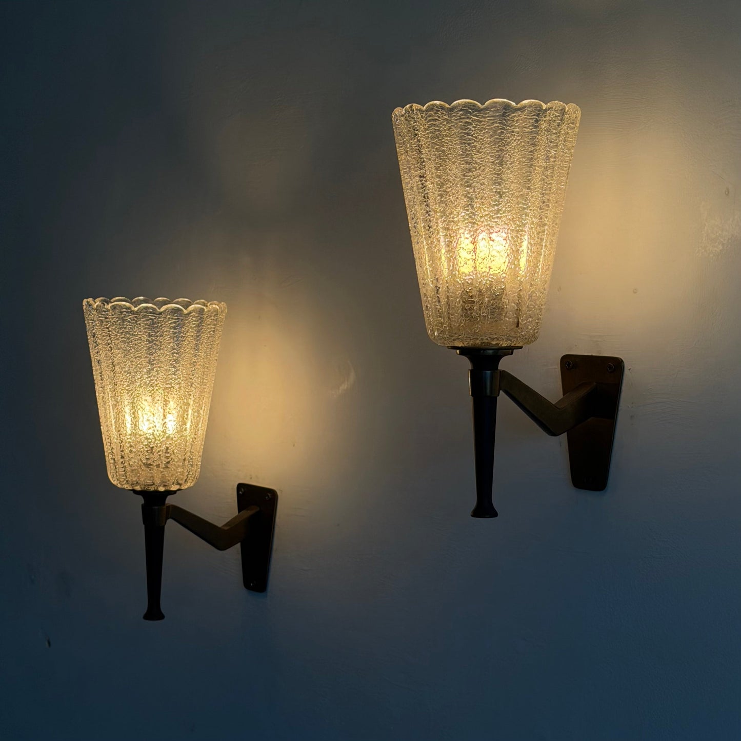 Pair of Large Murano Glass Wall Sconces by Archimede Seguso for Seguso Vetri d'Arte, 1940s Sconces