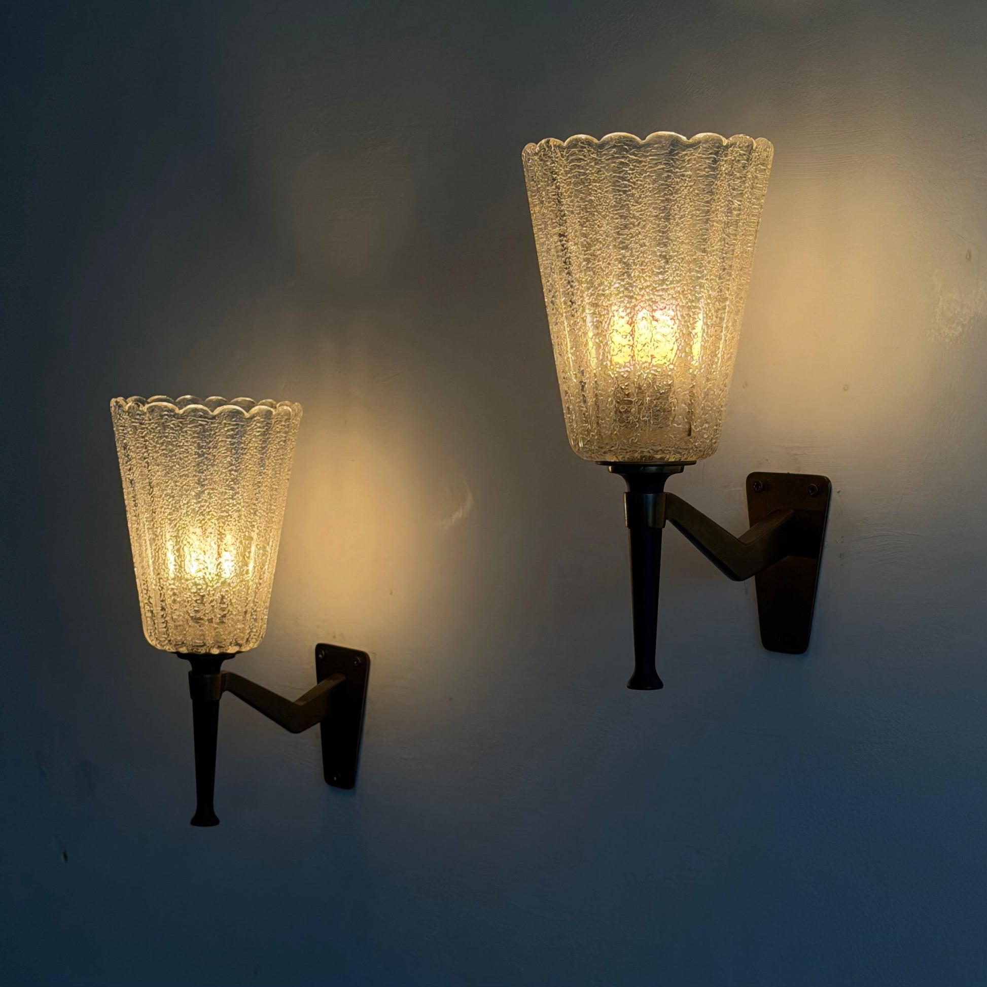 Pair of Large Murano Glass Wall Sconces by Archimede Seguso for Seguso Vetri d'Arte, 1940s Sconces