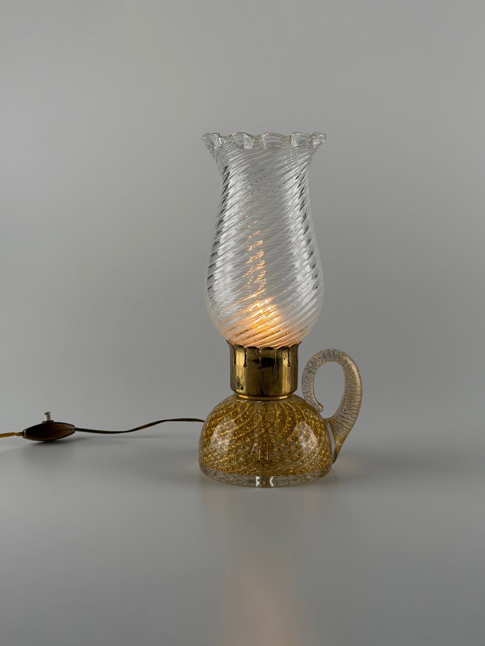 Murano Gold Glass Table Lamp by Archimede Seguso for Seguso Vetri d'Arte, 1940s Table Lamps