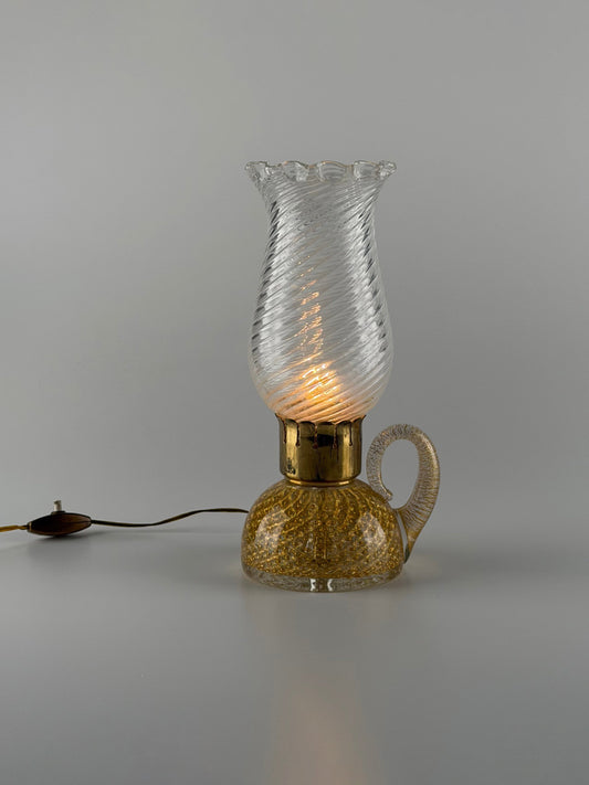 Murano Gold Glass Table Lamp by Archimede Seguso for Seguso Vetri d'Arte, 1940s Table Lamps