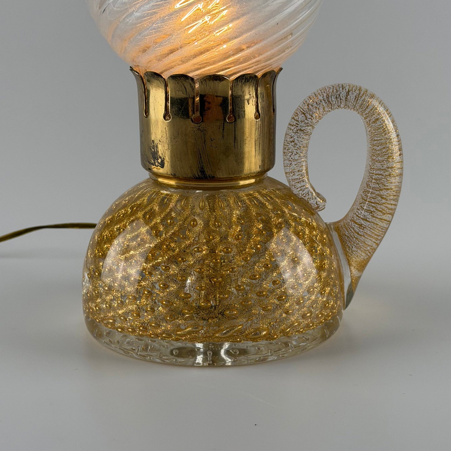 Murano Gold Glass Table Lamp by Archimede Seguso for Seguso Vetri d'Arte, 1940s Table Lamps