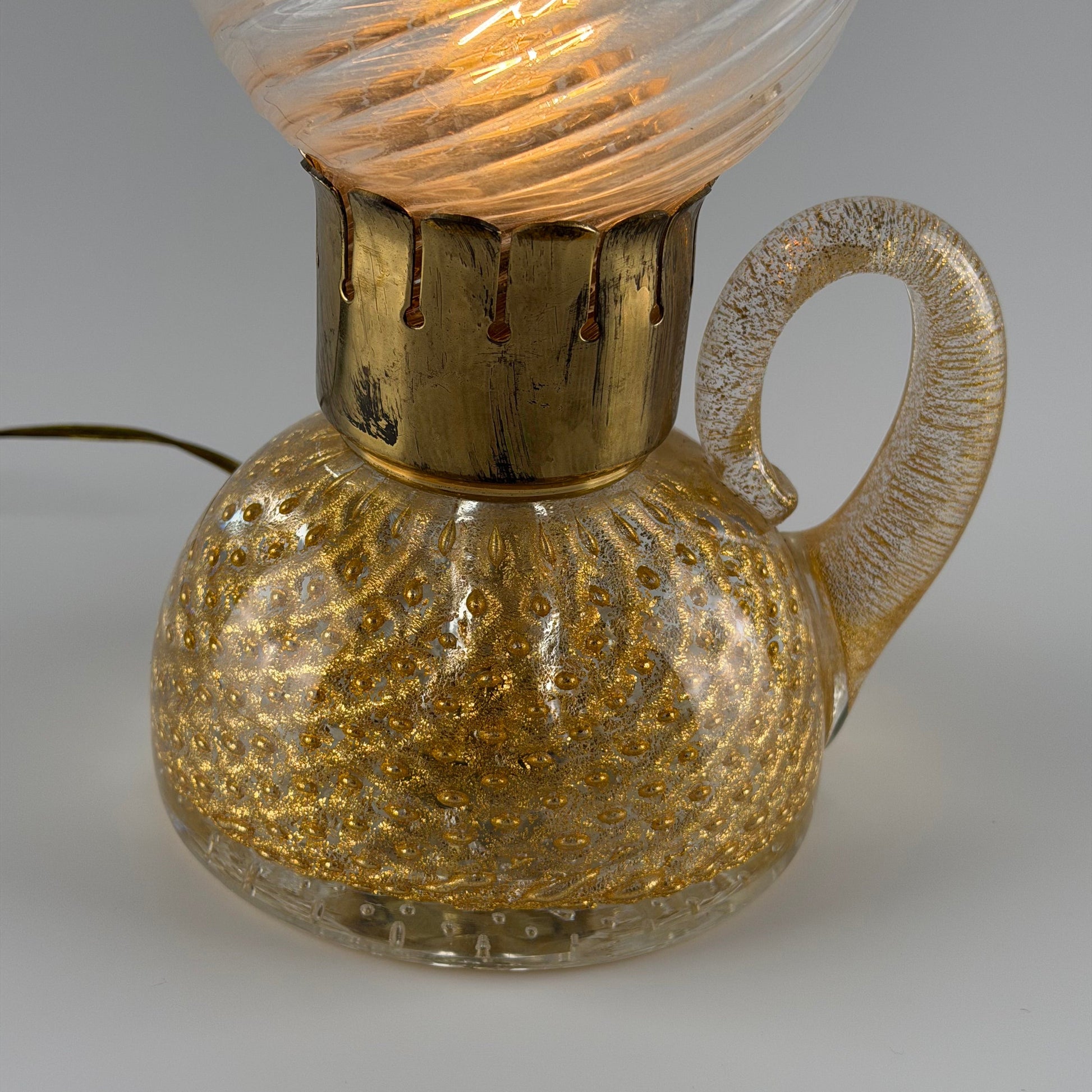 Murano Gold Glass Table Lamp by Archimede Seguso for Seguso Vetri d'Arte, 1940s Table Lamps