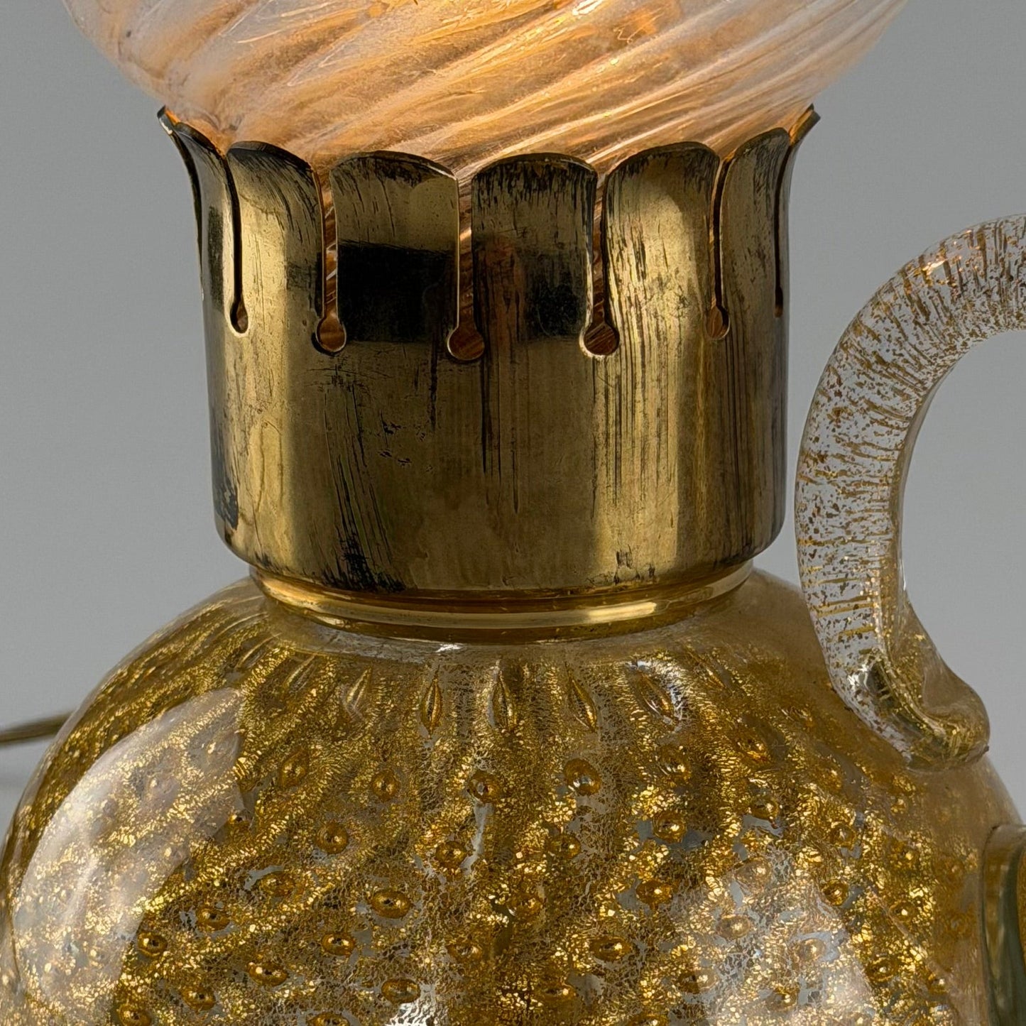 Murano Gold Glass Table Lamp by Archimede Seguso for Seguso Vetri d'Arte, 1940s Table Lamps