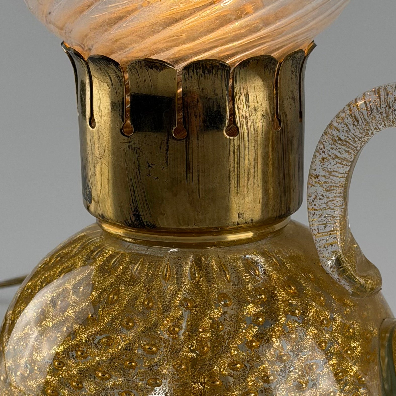 Murano Gold Glass Table Lamp by Archimede Seguso for Seguso Vetri d'Arte, 1940s Table Lamps