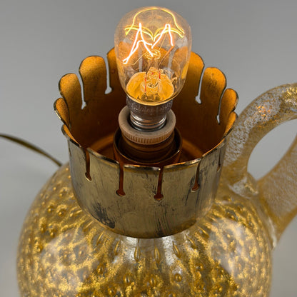 Murano Gold Glass Table Lamp by Archimede Seguso for Seguso Vetri d'Arte, 1940s Table Lamps