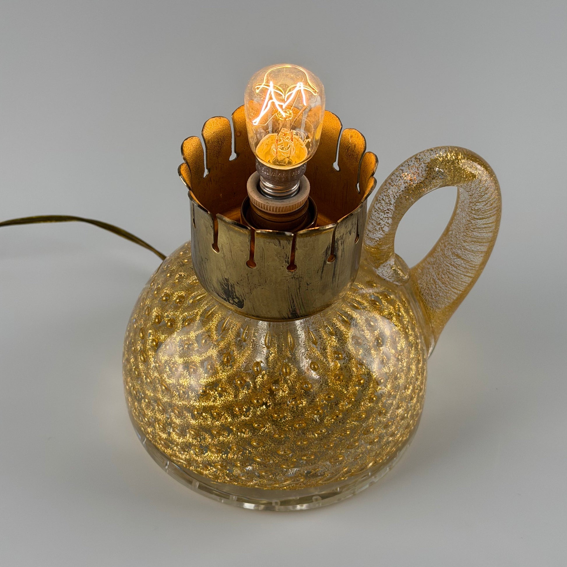 Murano Gold Glass Table Lamp by Archimede Seguso for Seguso Vetri d'Arte, 1940s Table Lamps