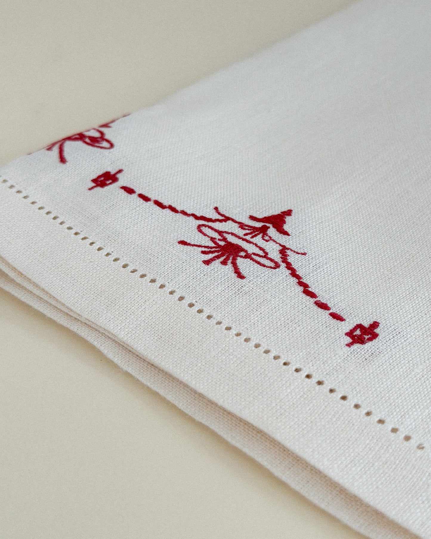 Red Stitch Linen Napkins