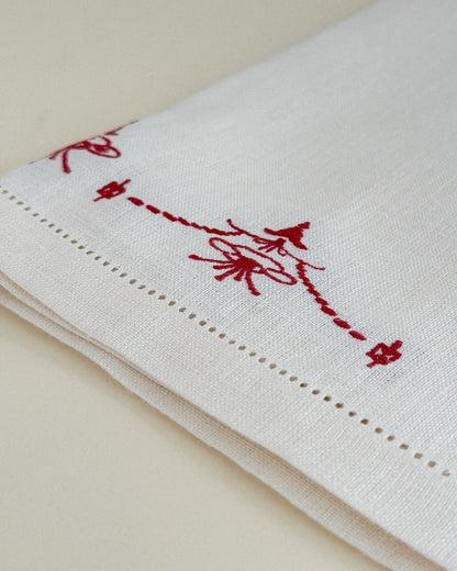 Red Stitch Linen Napkins