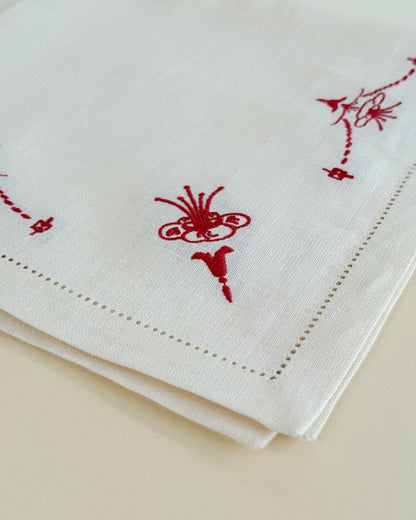 Red Stitch Linen Napkins