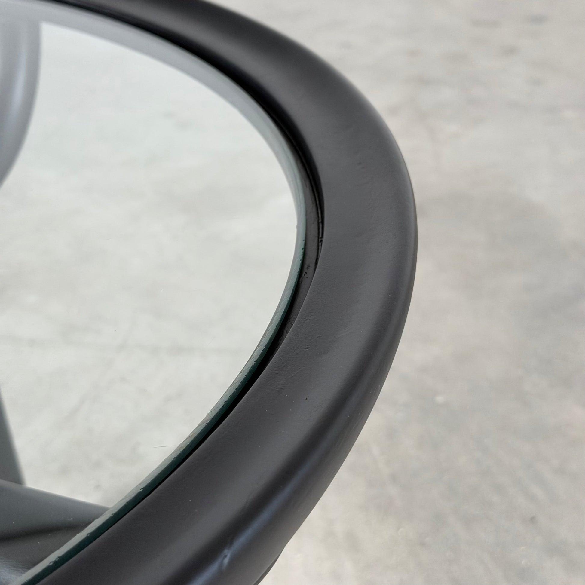 Nicolay Diulgheroff Semi-Matte Black Lacquer Round Coffee Table, Italy, 1950s Coffee Tables