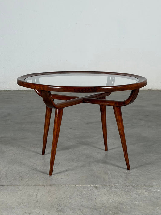 Nicolay Diulgheroff Walnut Round Coffee Table, Italy, 1950s Coffee Tables