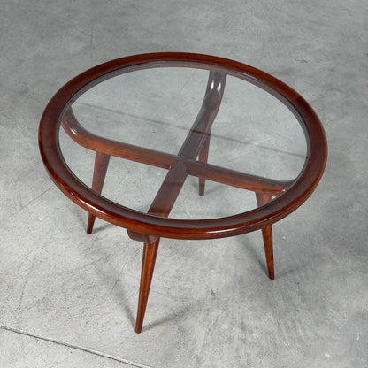 Nicolay Diulgheroff Walnut Round Coffee Table, Italy, 1950s Coffee Tables