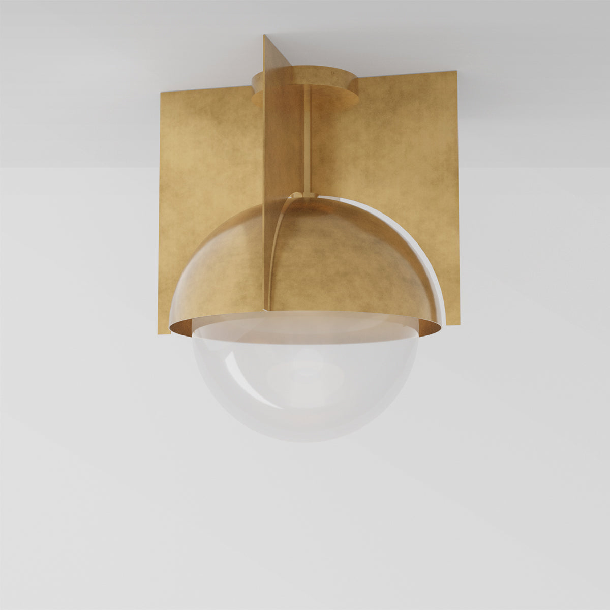 North 16 Ceiling Light in Aged Brass Clear Glass Flush Mounts