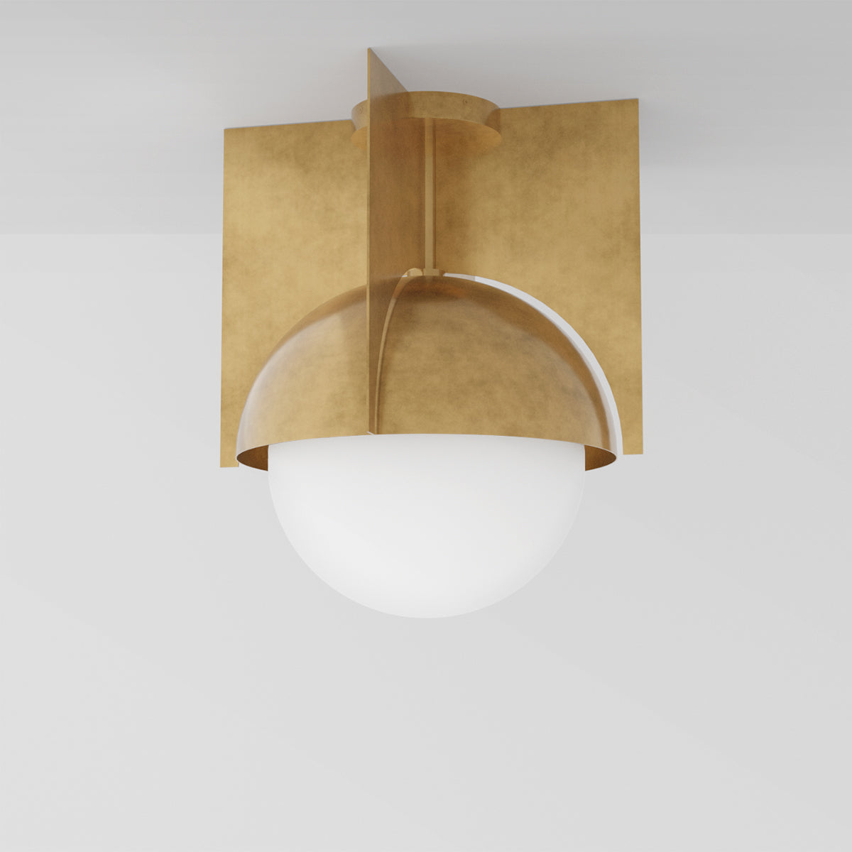 North 16 Ceiling Light in Aged Brass Opal Glass Flush Mounts