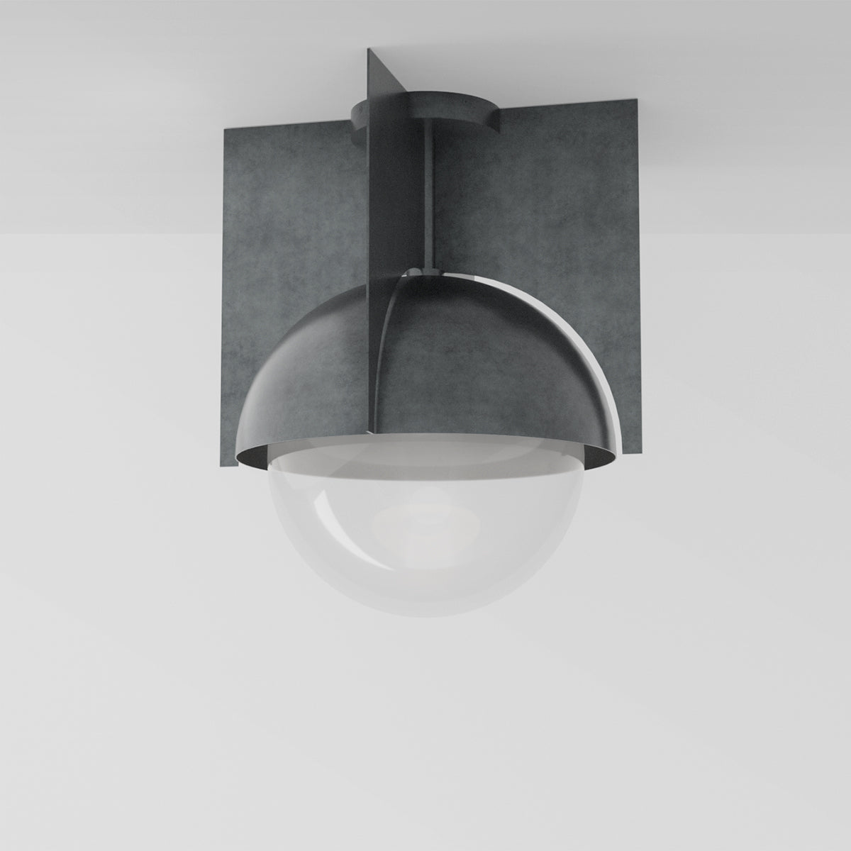 North 16 Ceiling Light in Aged Pewter Clear Glass Flush Mounts