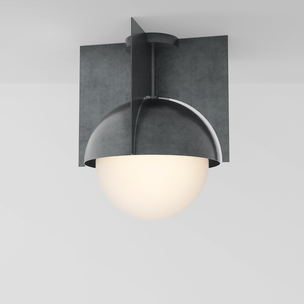 North 16 Ceiling Light in Aged Pewter Opal Glass Flush Mounts