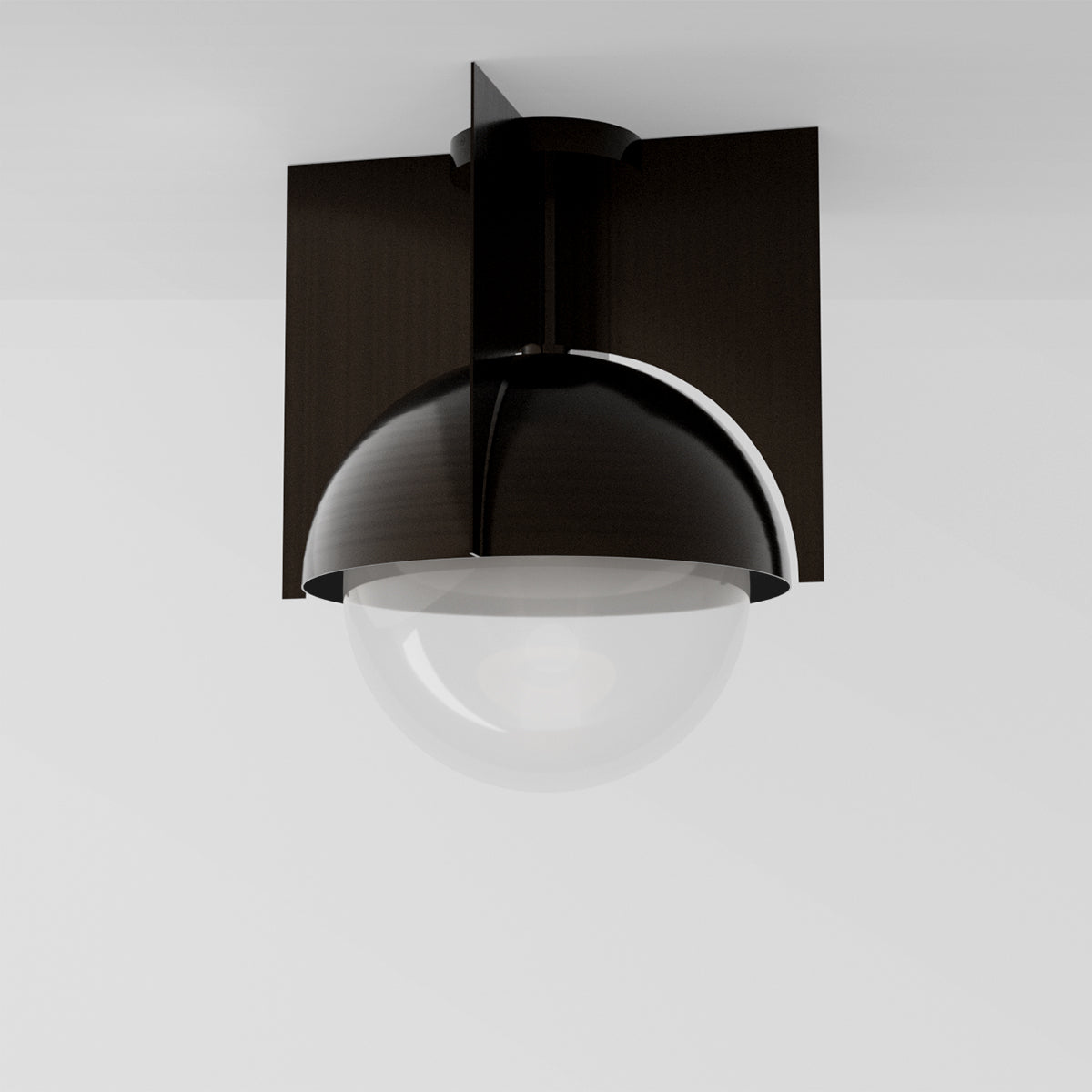 North 16 Ceiling Light in Black Brass Clear Glass Flush Mounts