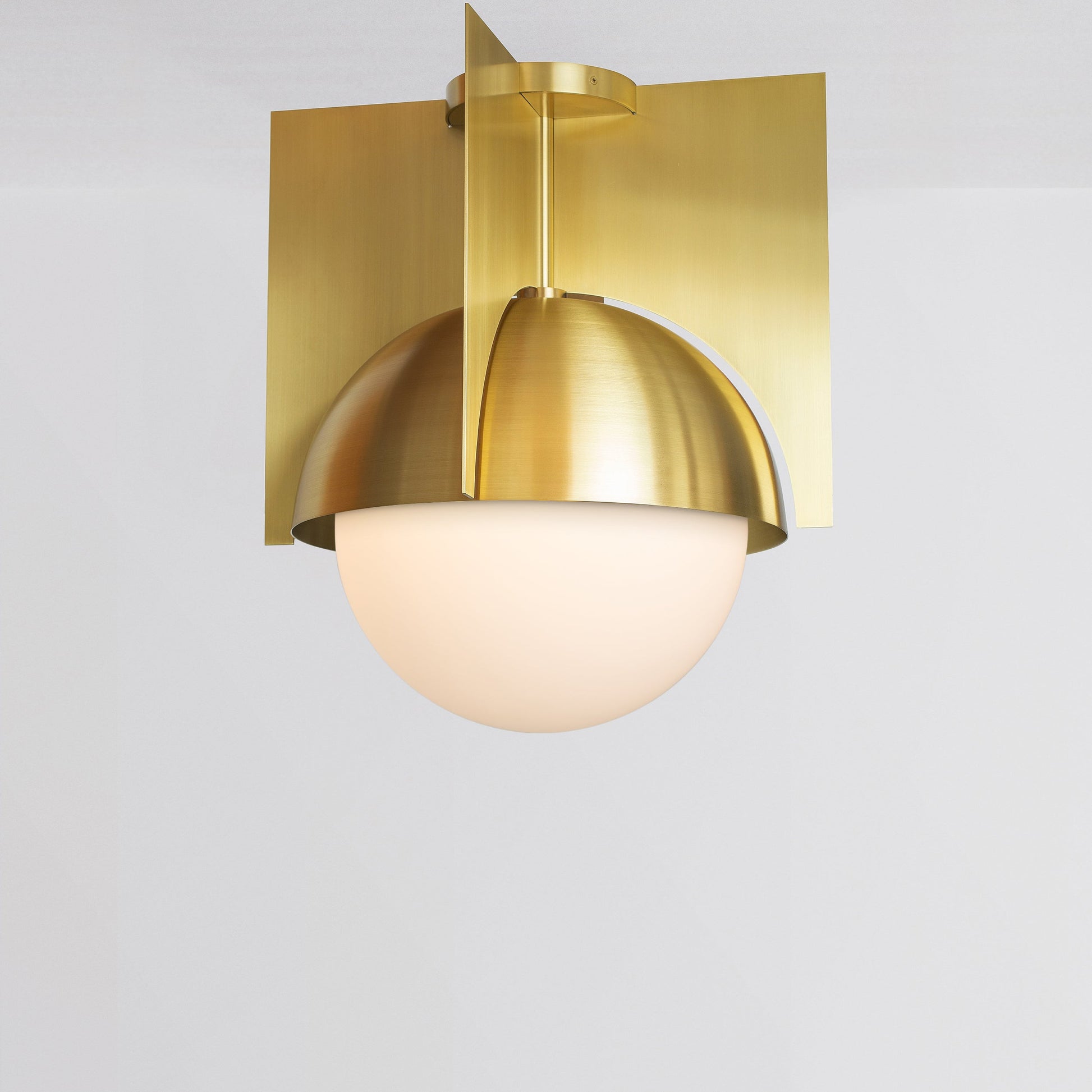 North 16 Ceiling Light in Brass Opal Glass Flush Mounts