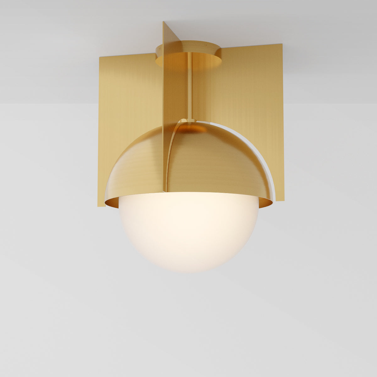 North 16 Ceiling Light in Brass Opal Glass Flush Mounts