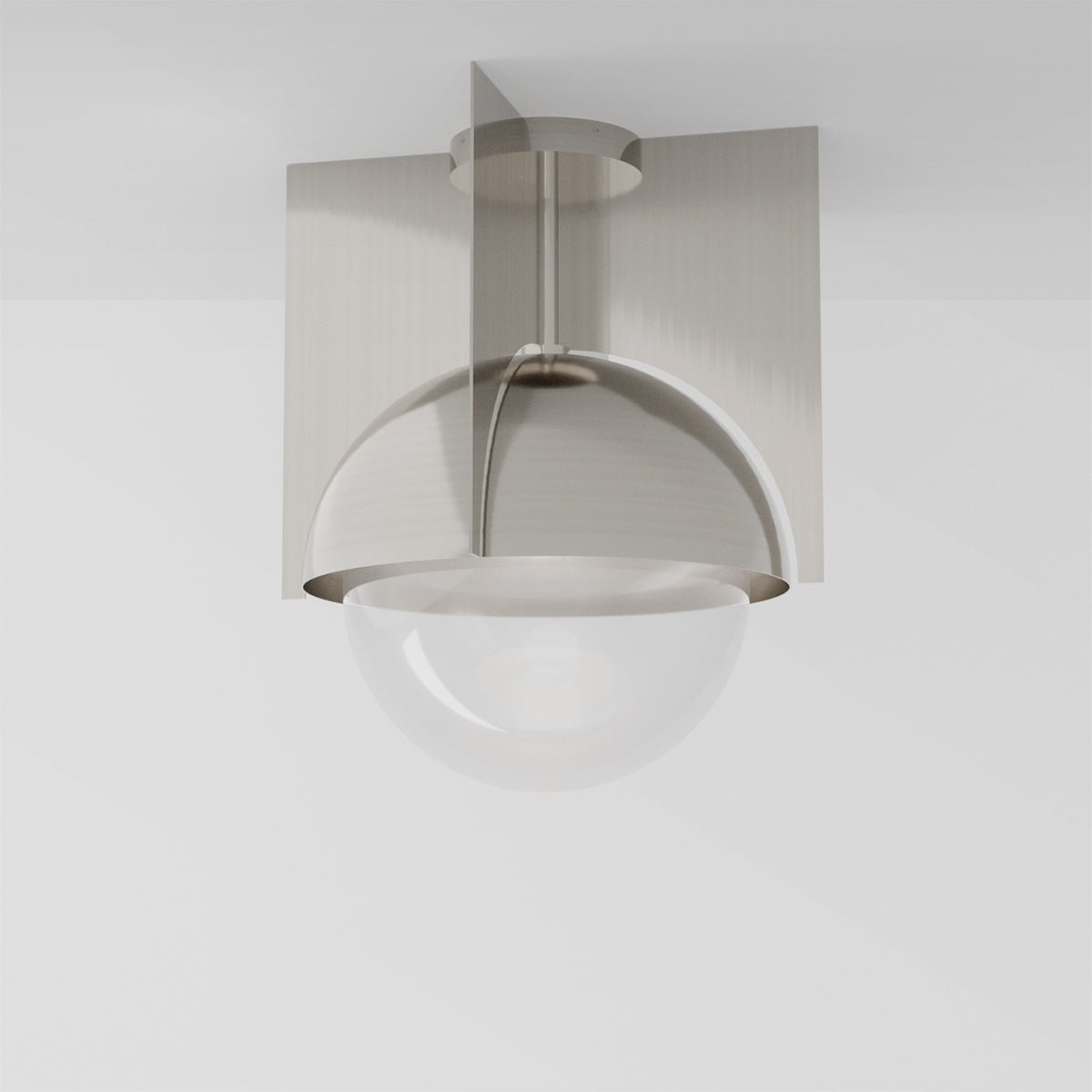 North 16 Ceiling Light in Brushed Nickel Clear Glass Flush Mounts