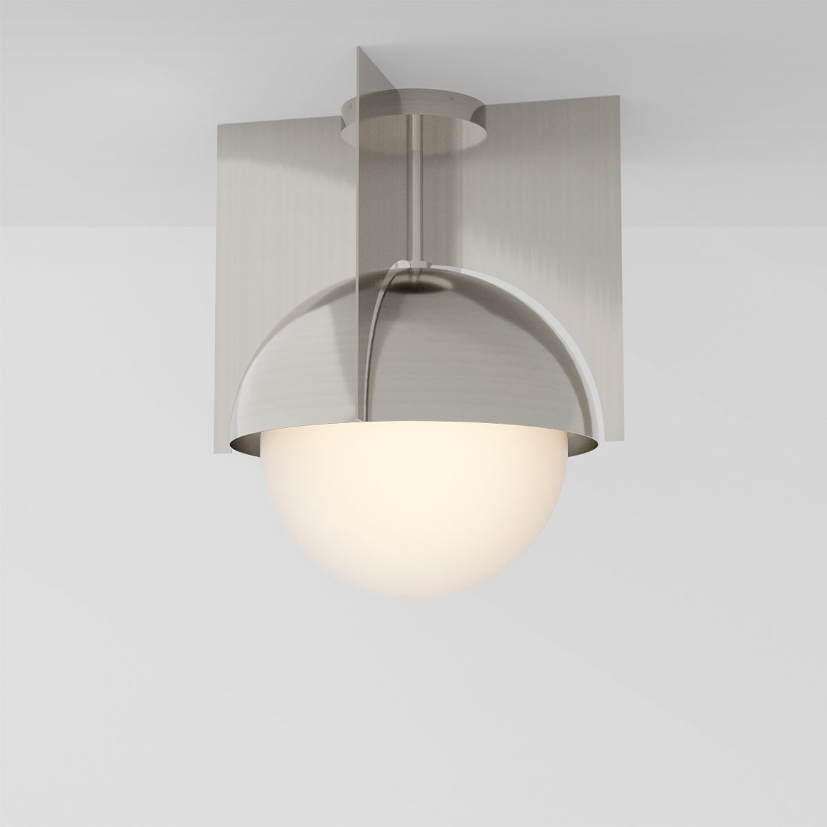 North 16 Ceiling Light in Brushed Nickel Opal Glass Flush Mounts