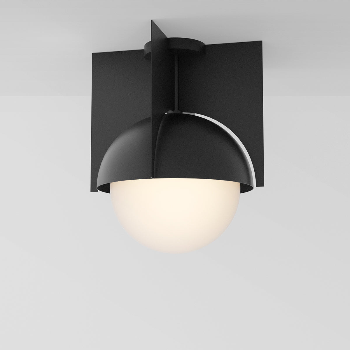 North 16 Ceiling Light in Matte Black Opal Glass Flush Mounts