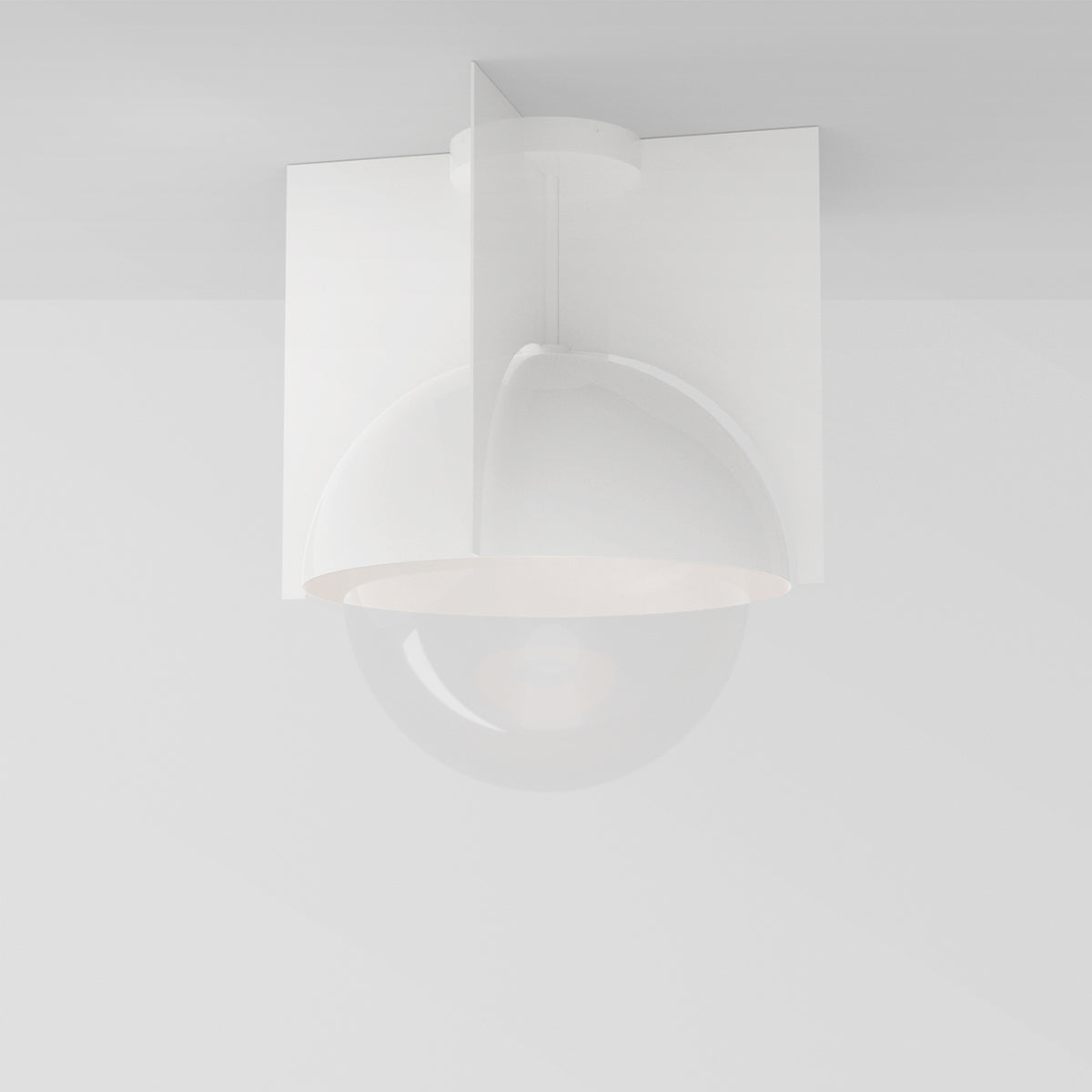 North 16 Ceiling Light in Matte White Clear Glass Flush Mounts