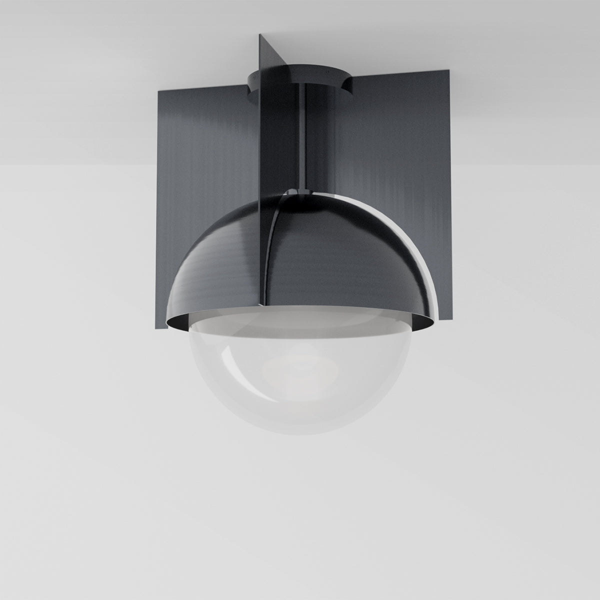 North 16 Ceiling Light in Pewter Clear Glass Flush Mounts