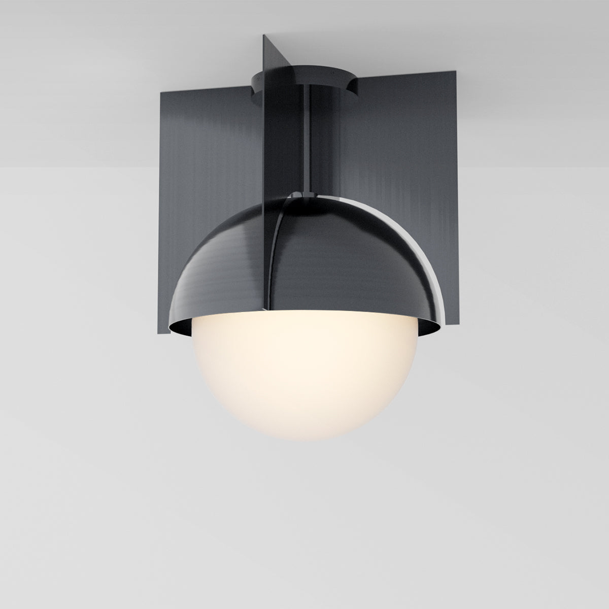 North 16 Ceiling Light in Pewter Opal Glass Flush Mounts