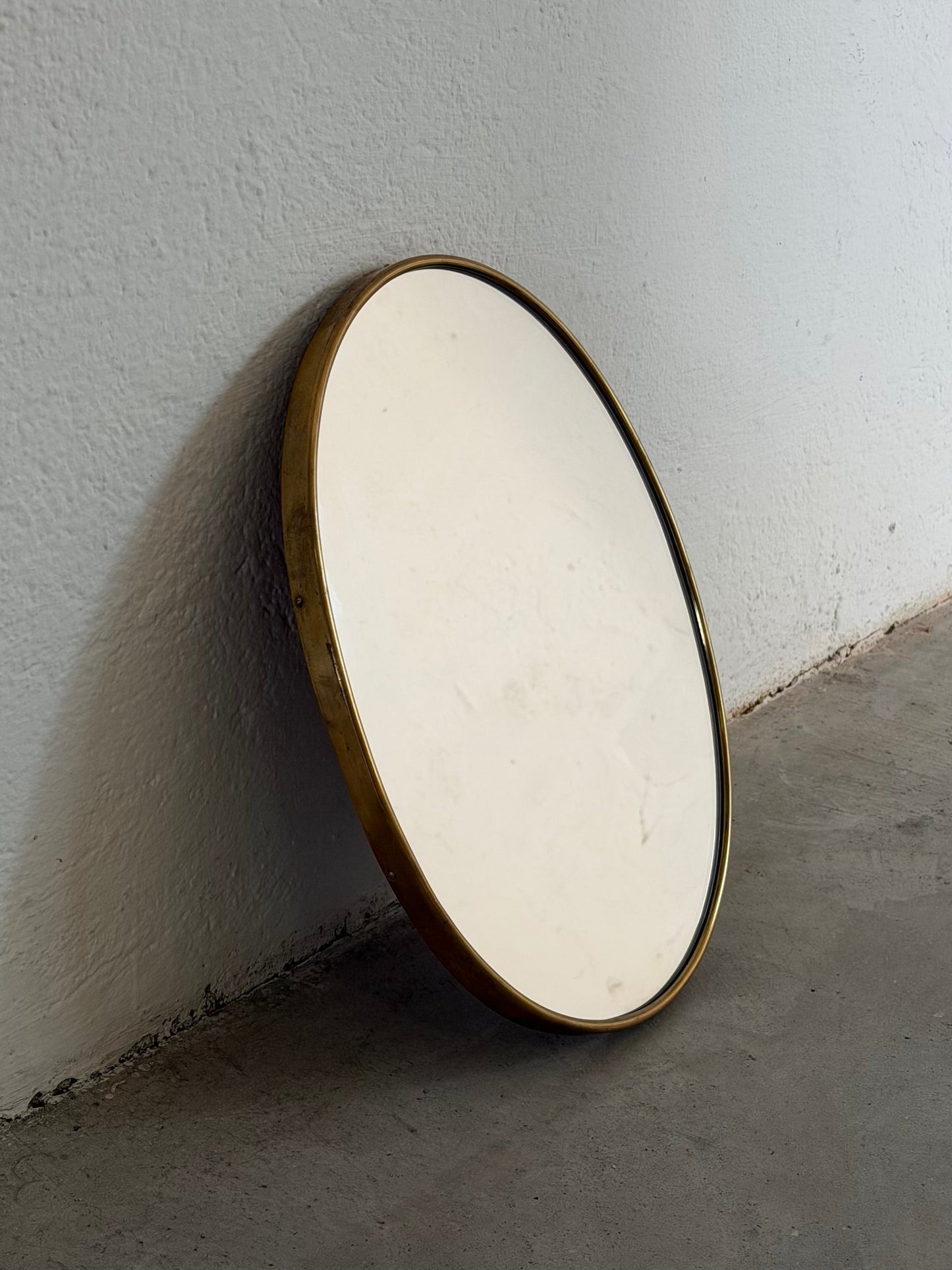 Italian Oval Brass Mirror, 1950s Mirrors