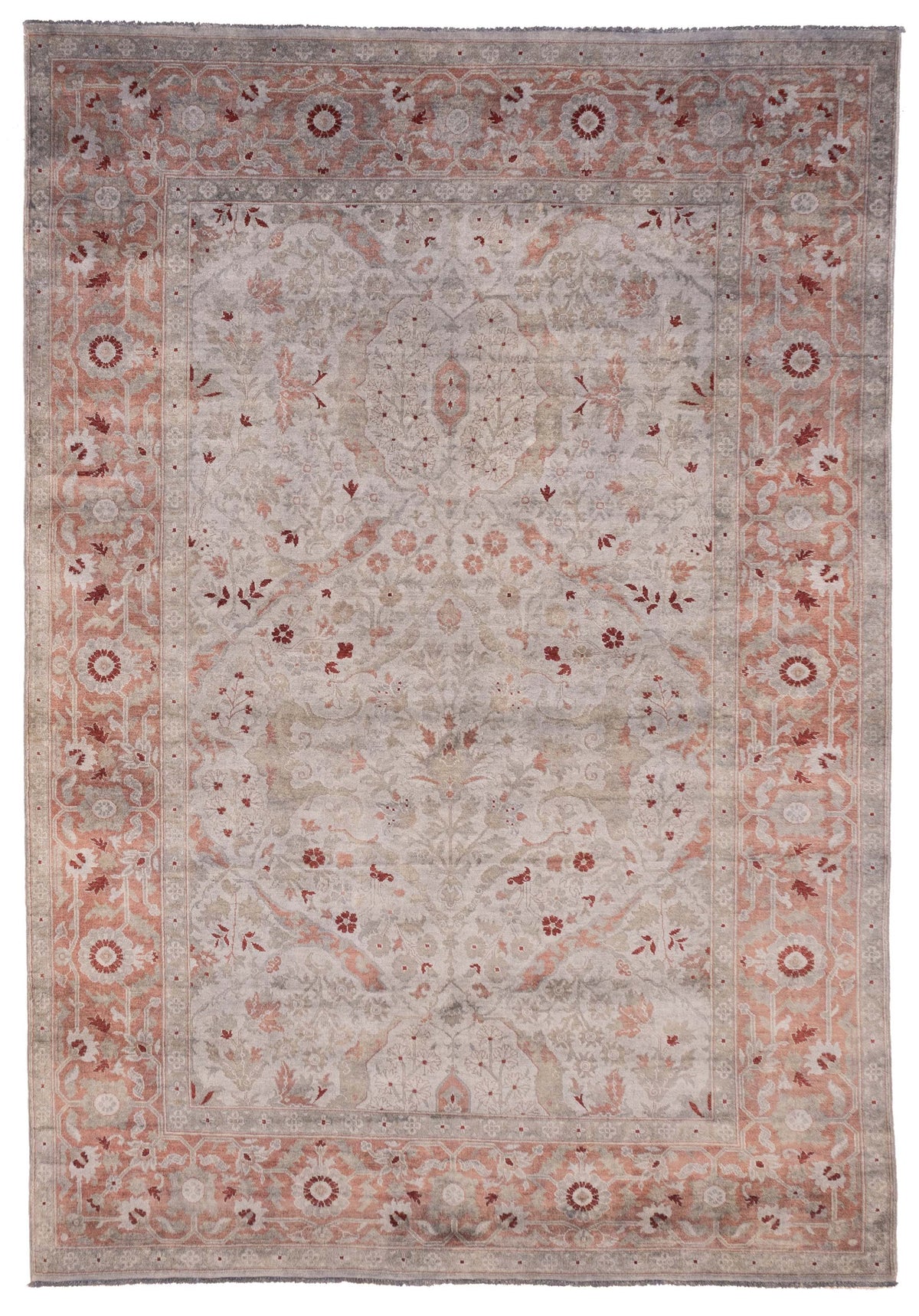 Overdyed Rug in Blush, overhead view of the full blush wool rug