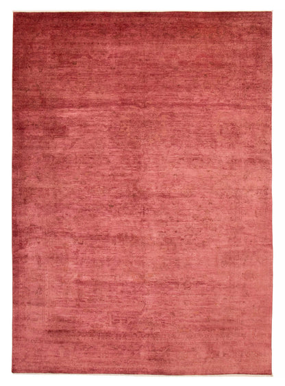 Overdyed Rug in Cranberry, overhead view of the full cranberry red wool rug