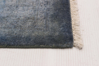 Overdyed Rug in Indigo, corner and edge detail
