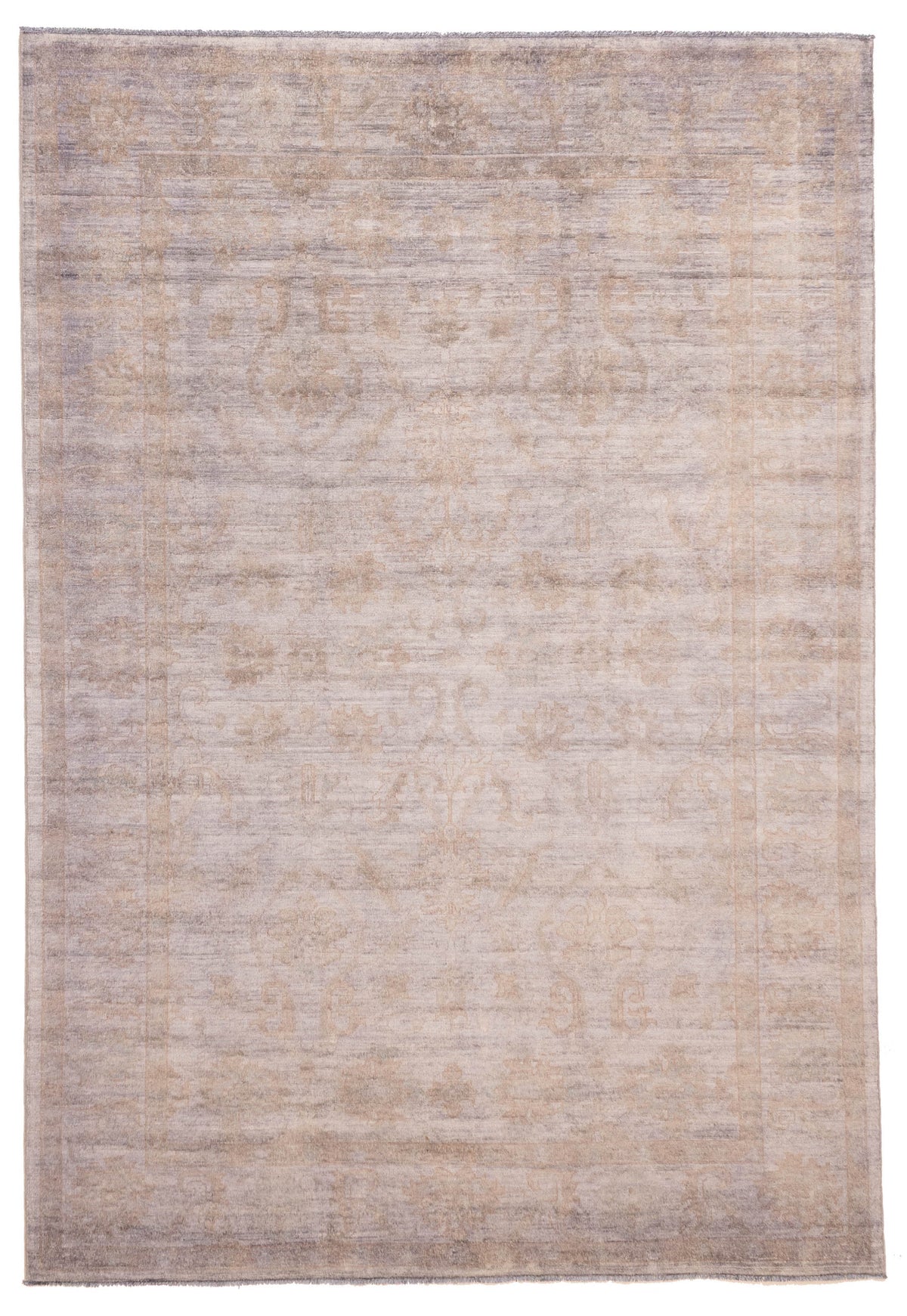 Overdyed Rug in Pebble, overhead view of the full pebble wool rug