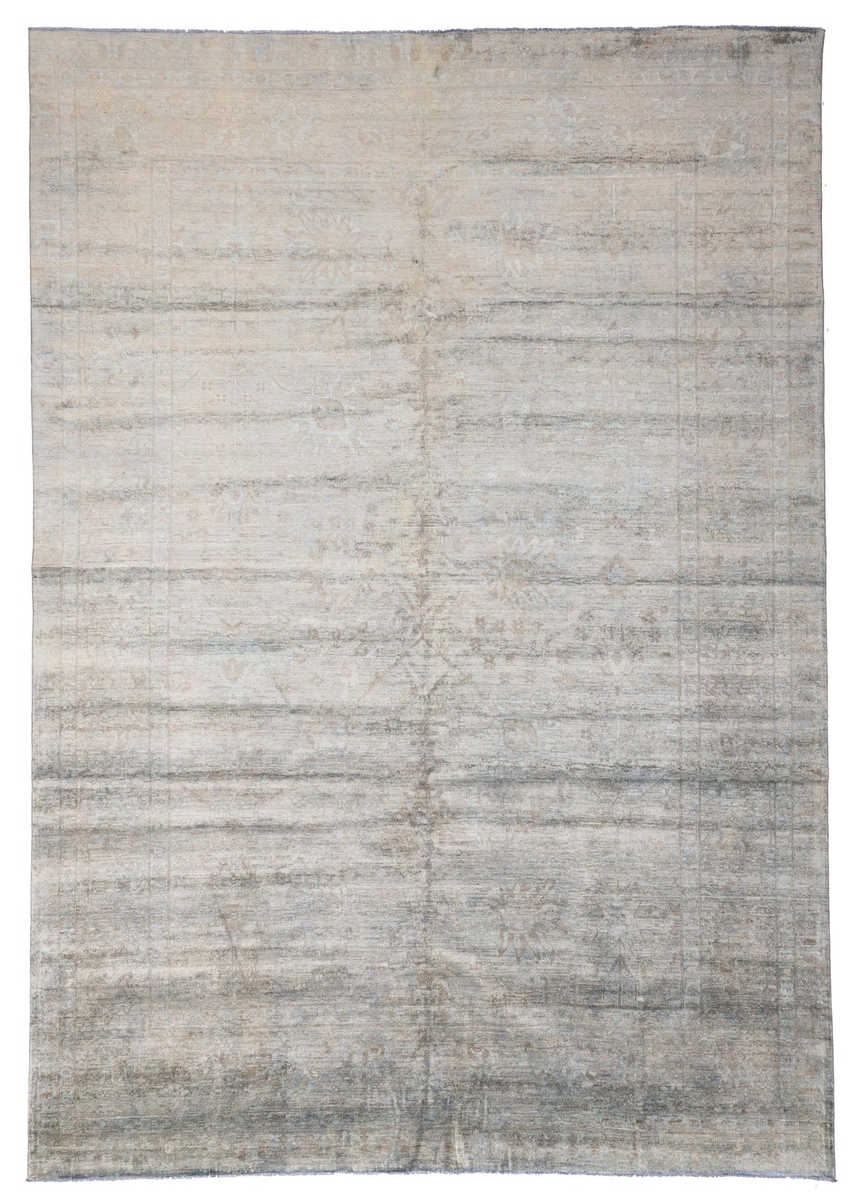 Overdyed Rug in Seafoam, overhead view of the full seafoam wool rug