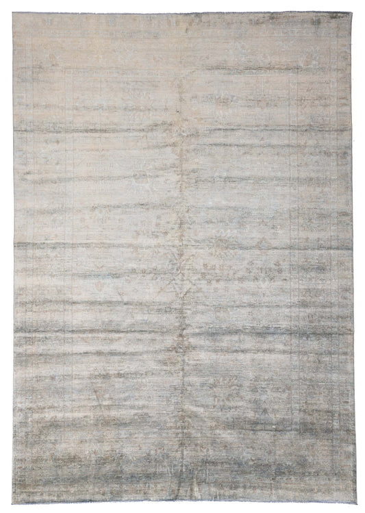 Overdyed Rug in Seafoam, overhead view of the full seafoam wool rug