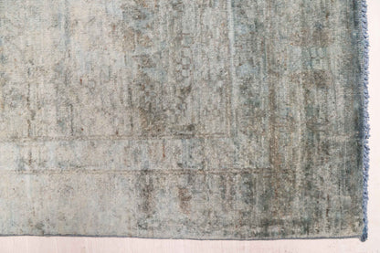 Overdyed Rug in Seafoam, corner and edge detail