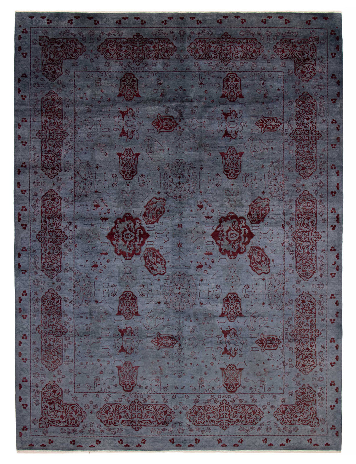 Overdyed Rug in Steel, overhead view of the full steel gray wool rug