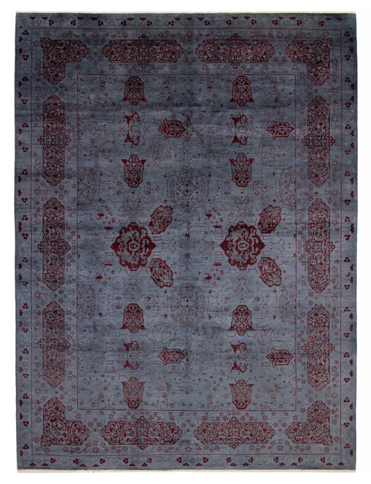 Overdyed Rug in Steel, overhead view of the full steel gray wool rug